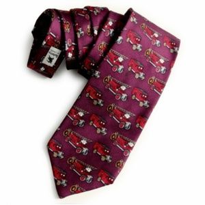 Burberrys of London Mens Neck Tie Silk Firetrucks